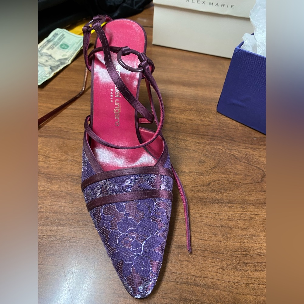 Purple lace heels
